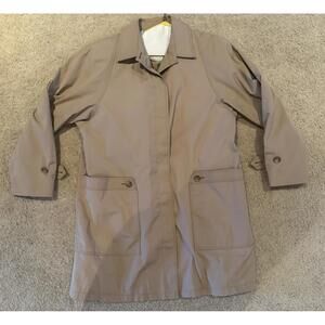 London Fog Women’s Lightweight Single Breasted Trench Coat Sz 8 Tan‎ Sheen